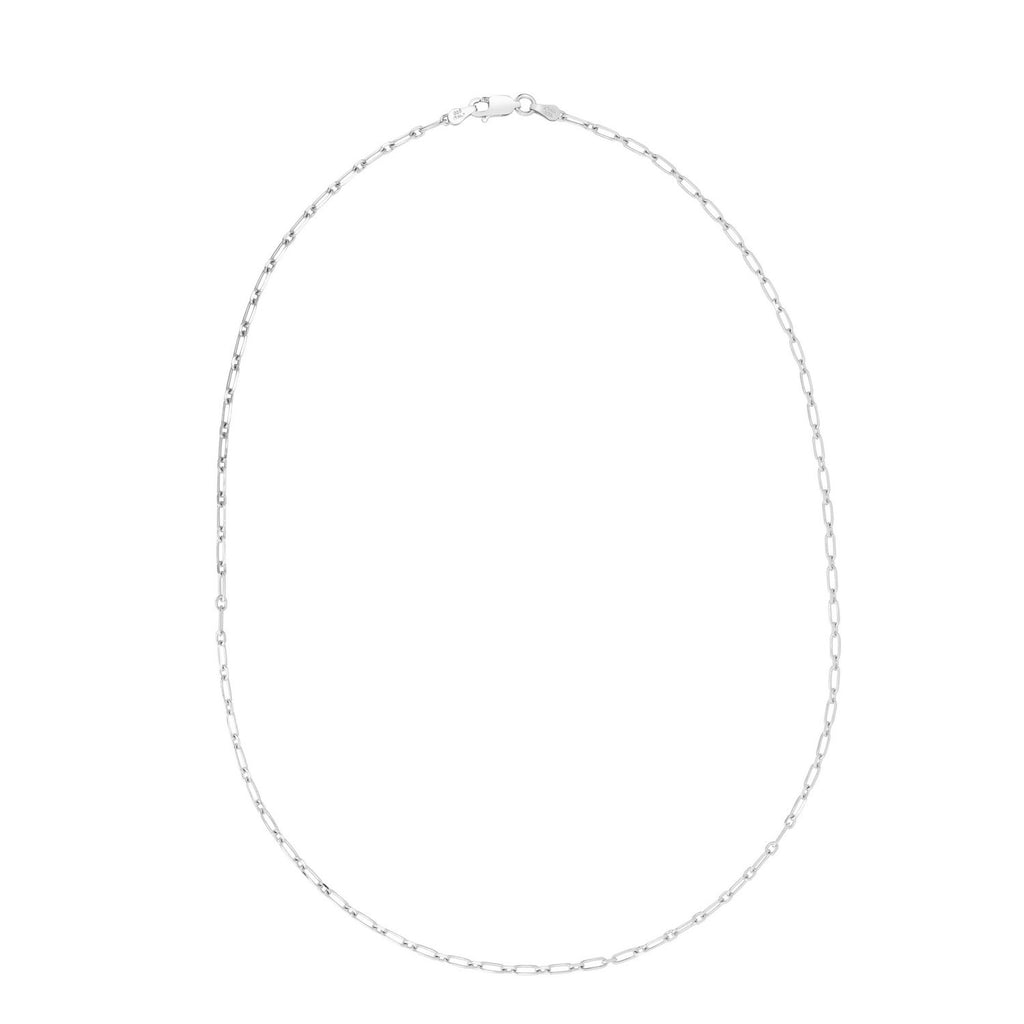 Sterling Silver Rhodium Plated Petite Alternating Paperclip Chain (3.15 mm)