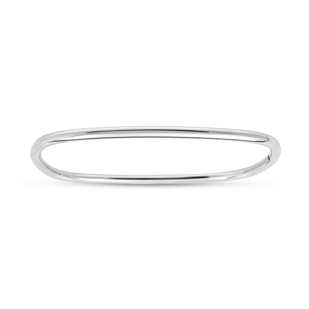 Sterling Silver Rhodium Plated Square Slip On Bangle (3.00 mm)