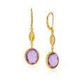 14k Yellow Gold Drop Earrings with Citrine and Amethyst Briolettes