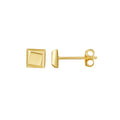 14K Yellow Gold Flat Back Square Earrings