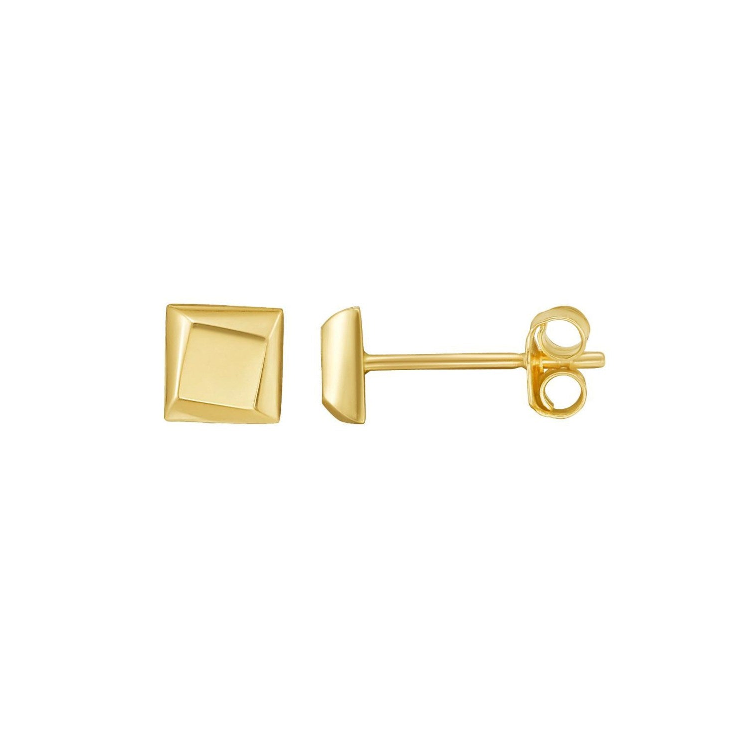 14K Yellow Gold Flat Back Square Earrings