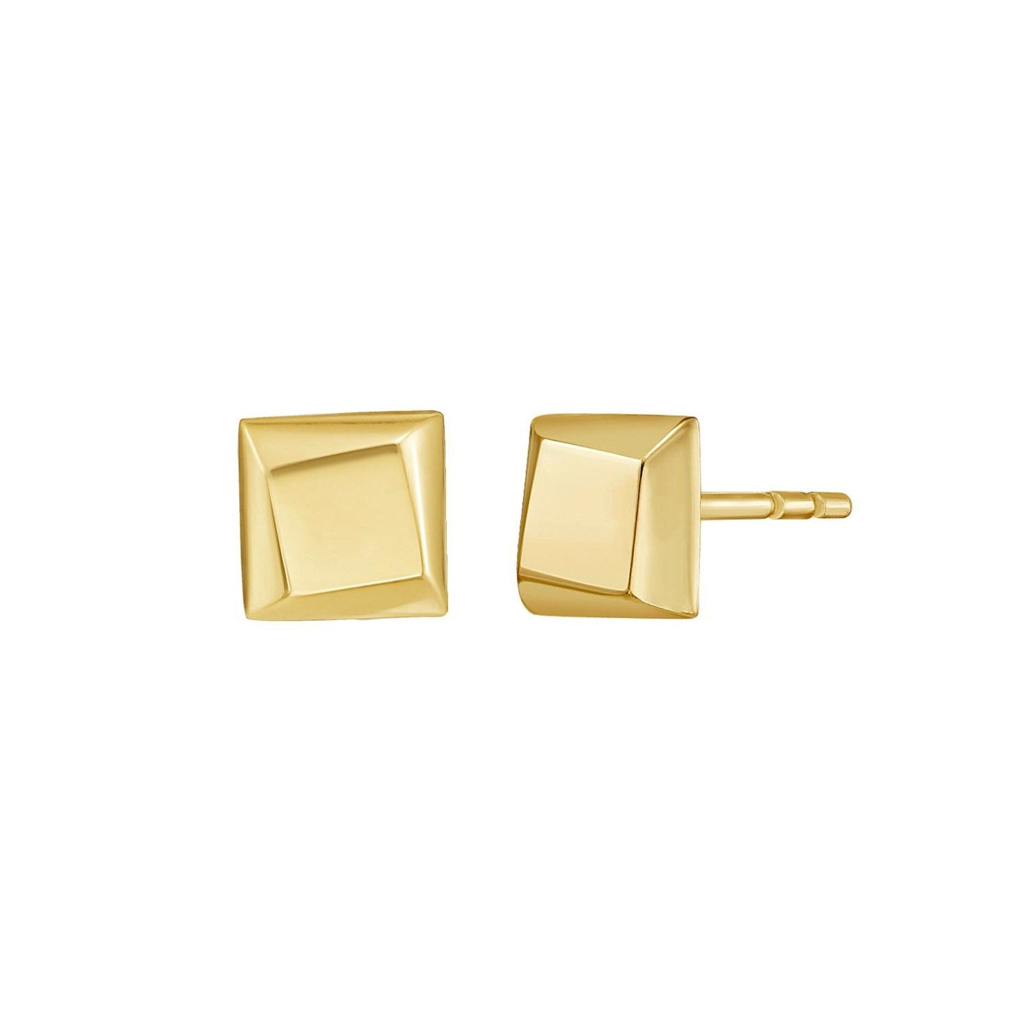 14K Yellow Gold Flat Back Square Earrings