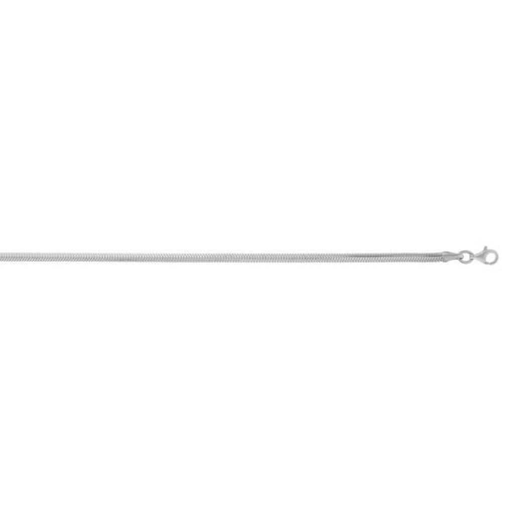 Sterling Silver Rhodium Plated Oval Snake Chain (2.60 mm)