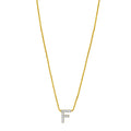 14K Yellow Gold Mini Diamond F Initial Pendant Necklace