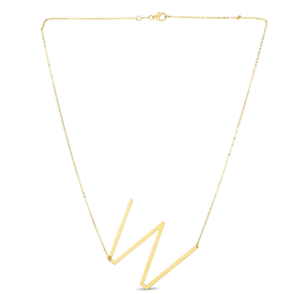 14K Yellow Gold Yours Truly Large Initial W Necklace
