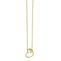 Open Heart and Pearl Necklace in 14K Yellow Gold