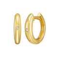 14K Yellow Gold Diamond Small Hoop Earrings