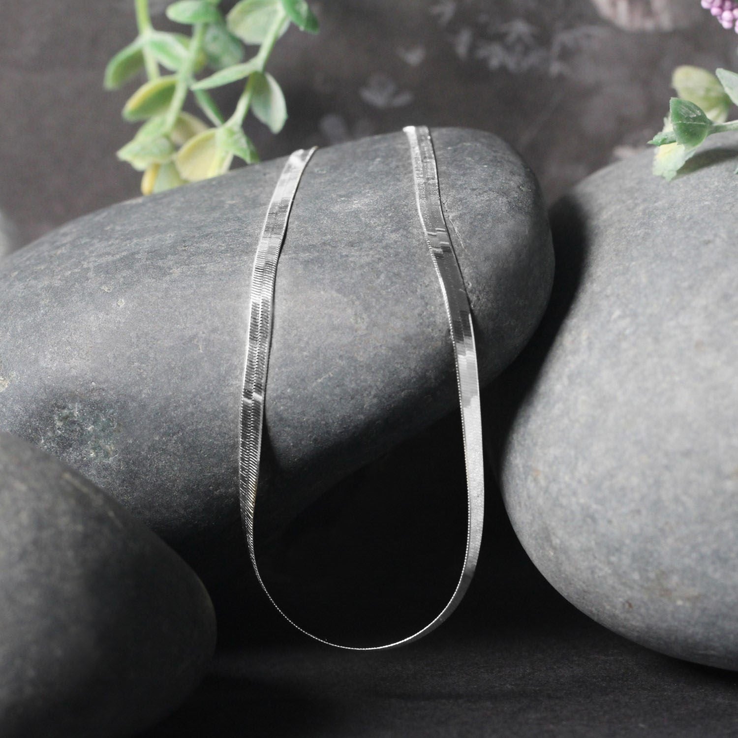 Sterling Silver Rhodium Plated Herringbone Chain (3.30 mm)