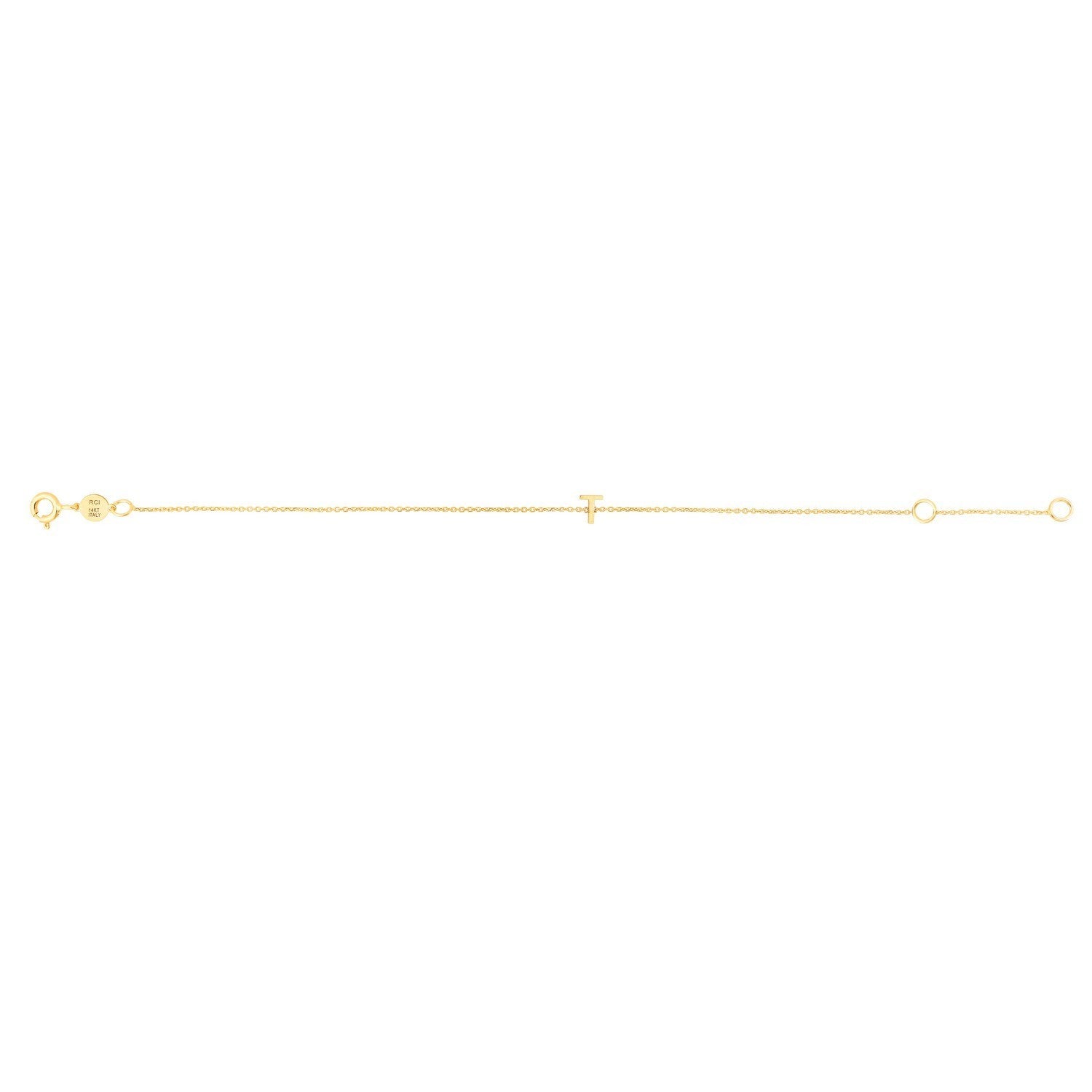 14K Yellow Gold Mini Initial T Bracelet