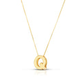 14K Yellow Gold Yours Truly Block Letter Initial Q Necklace
