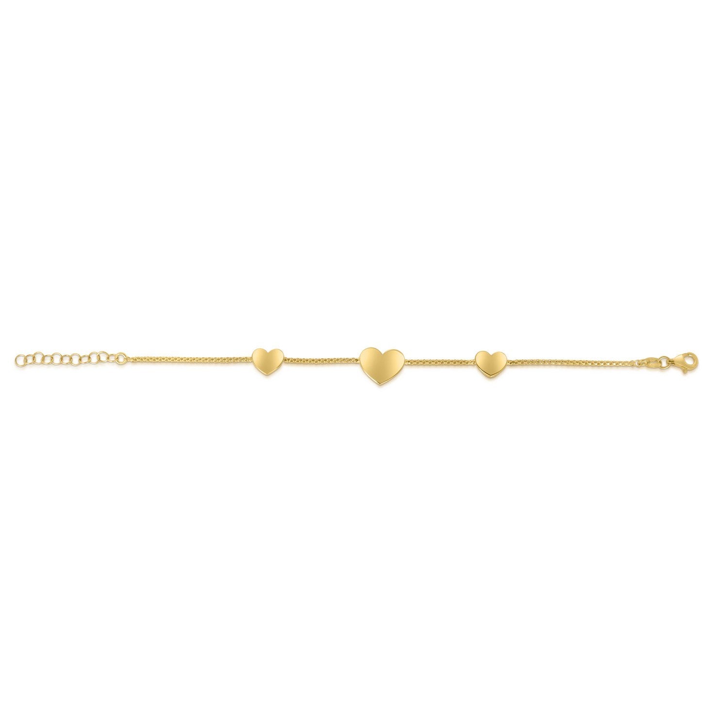 Sterling Silver Gold Plated Hearts Station Necklace