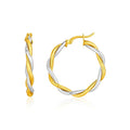 Two-Tone Twisted Wire Round Hoop Earrings in 10k Yellow and White Gold(3x20mm)